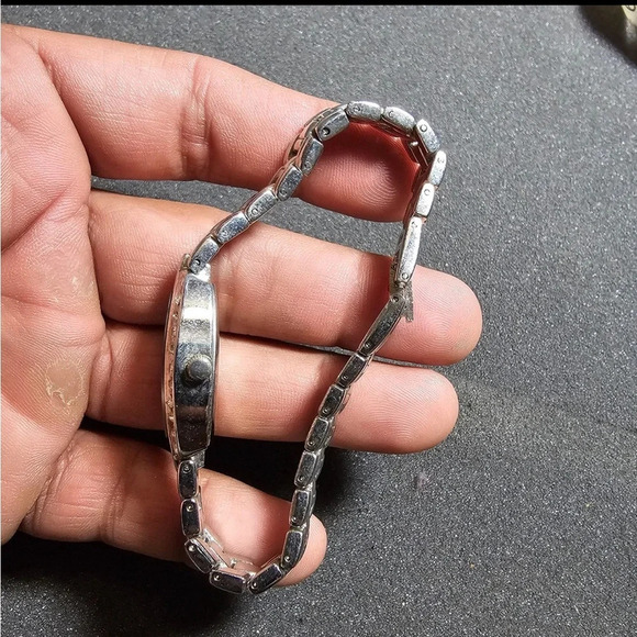 Princess Ladies Quartz Watch Silver Tone Diamond Bezel  Black Dial Working - Picture 5 of 9